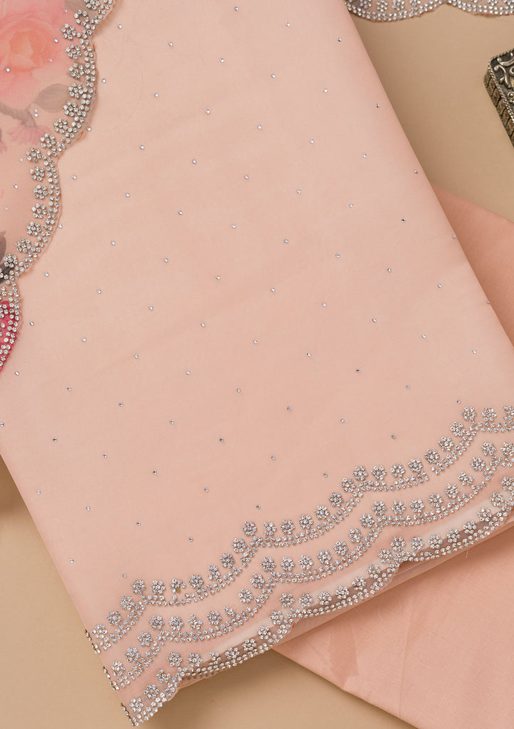 Mauve Swarovski Organza Unstitched Salwar Suit