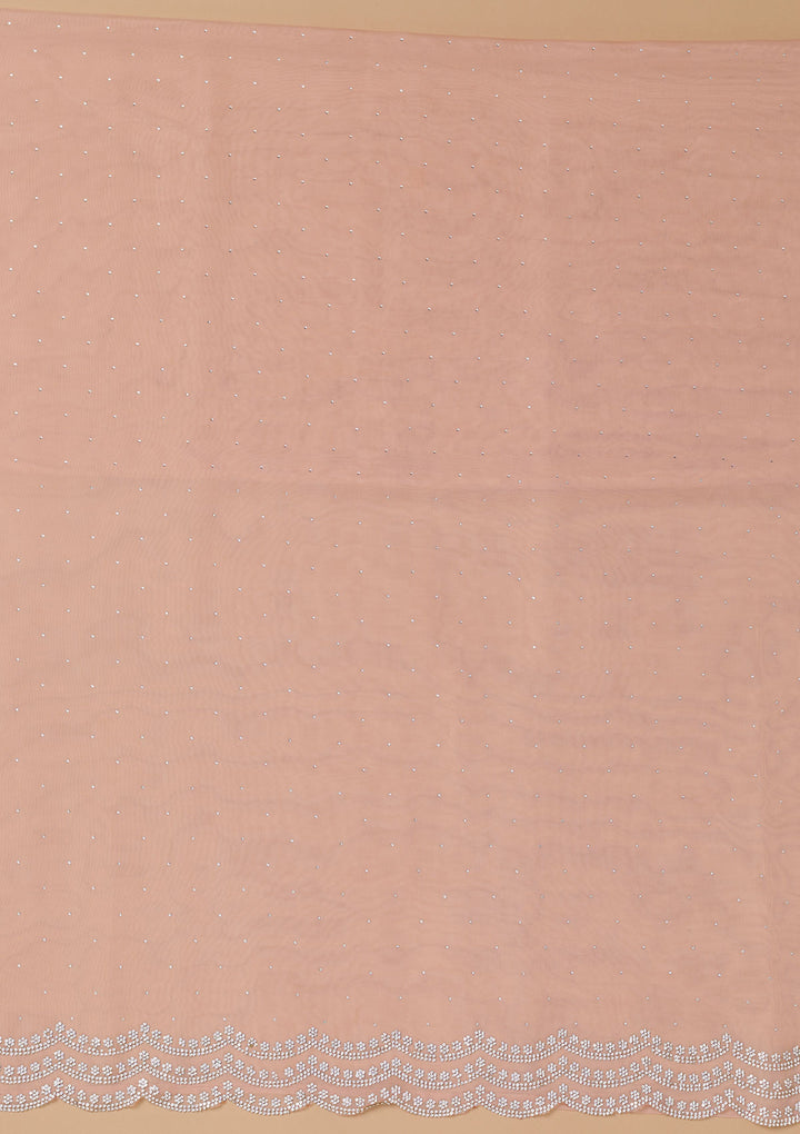 Mauve Swarovski Organza Unstitched Salwar Suit