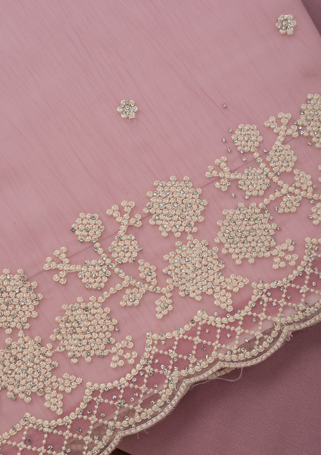 Mauve Threadwork Chiffon Unstitched Salwar Suit