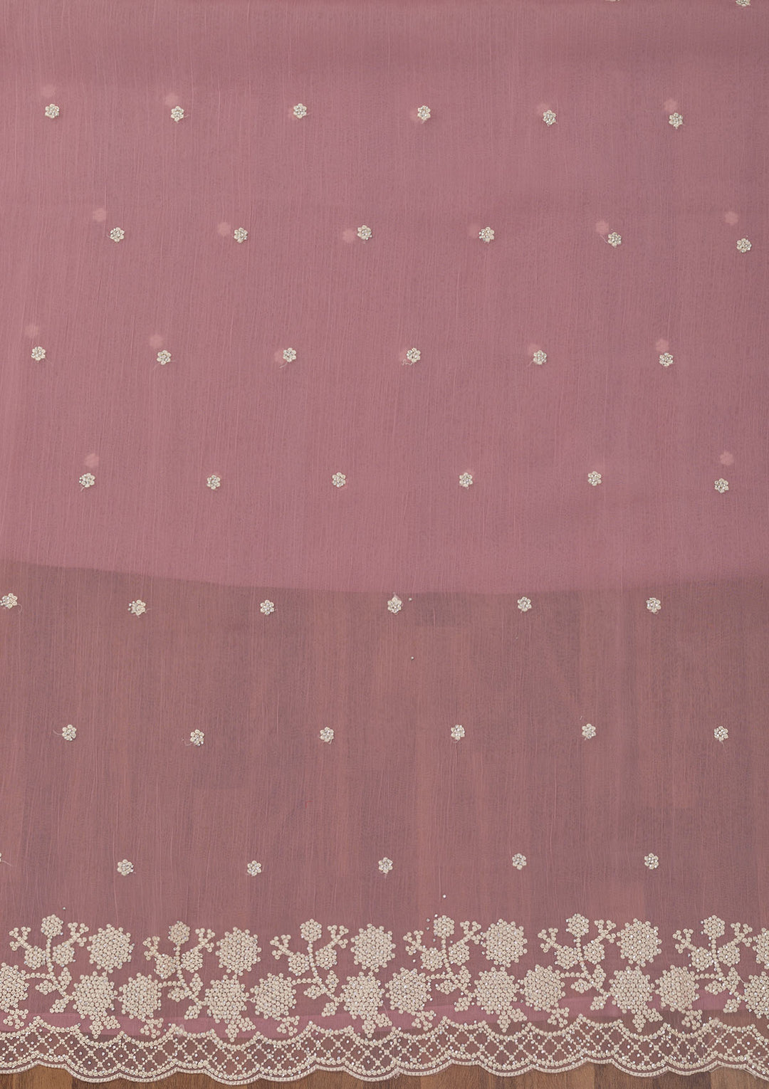 Mauve Threadwork Chiffon Unstitched Salwar Suit