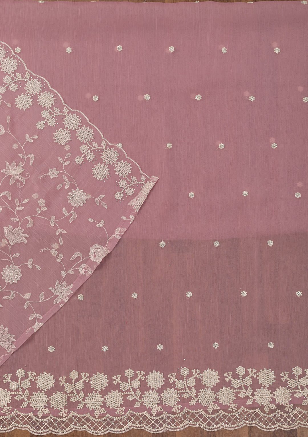 Mauve Threadwork Chiffon Unstitched Salwar Suit