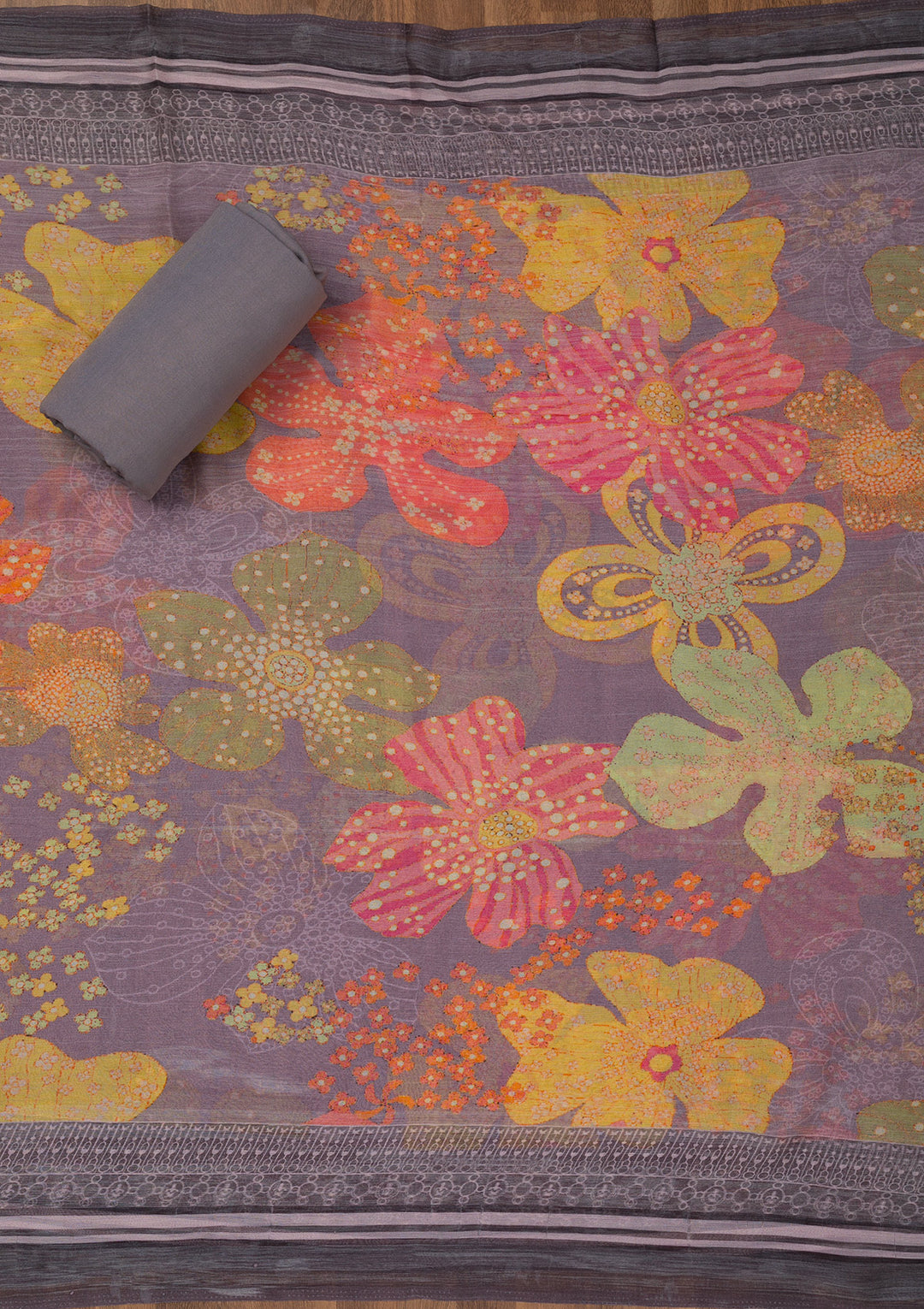 Mauve Zariwork Banarasi Unstitched Salwar Suit