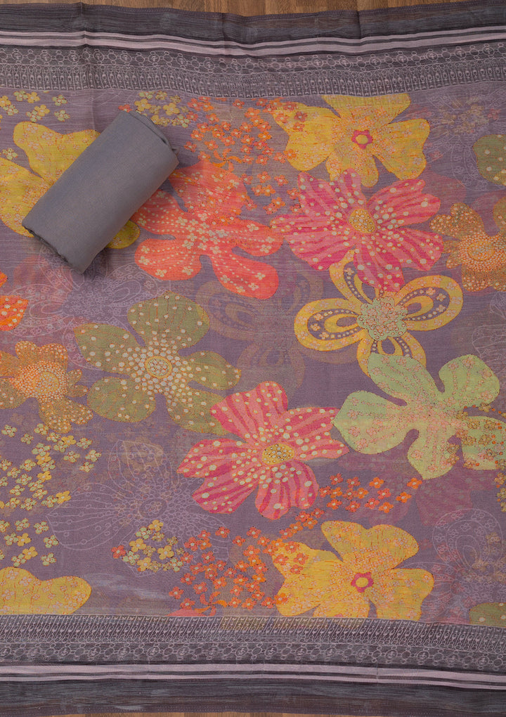 Mauve Zariwork Banarasi Unstitched Salwar Suit