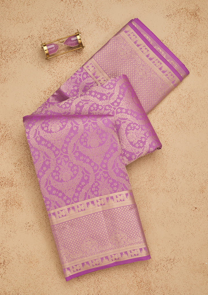 Lavender Zariwork Pure Silk Saree