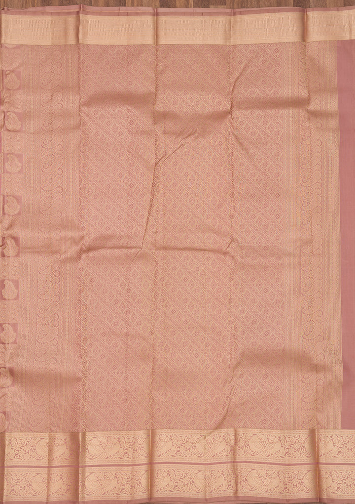 Mauve Zariwork Pure Silk Saree