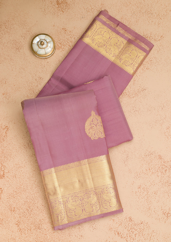 Mauve Zariwork Pure Silk Saree