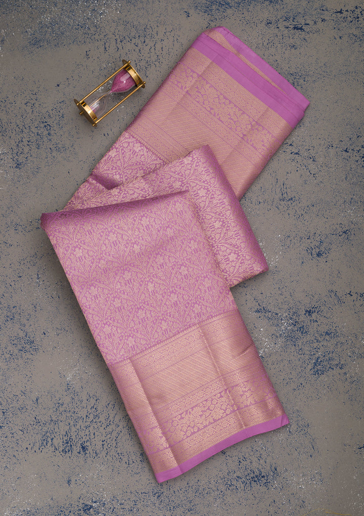 Mauve Zariwork Pure Silk Saree
