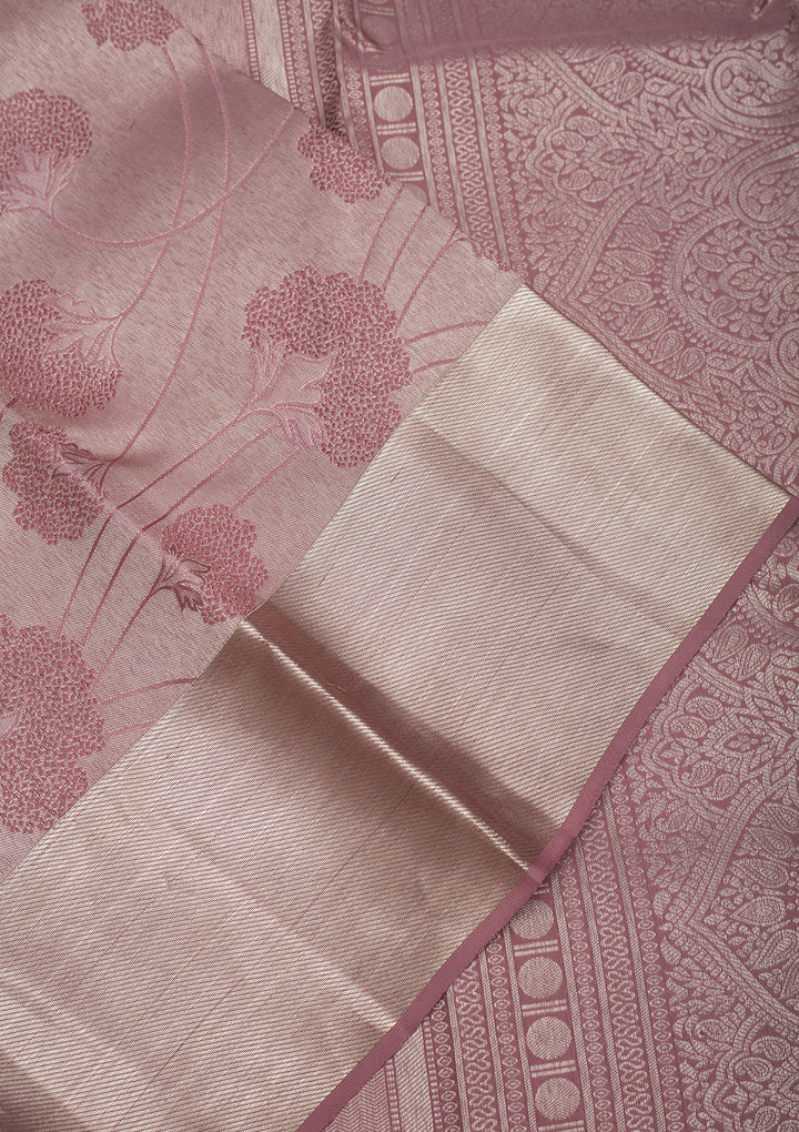 Mauve Zariwork Pure Silk Saree