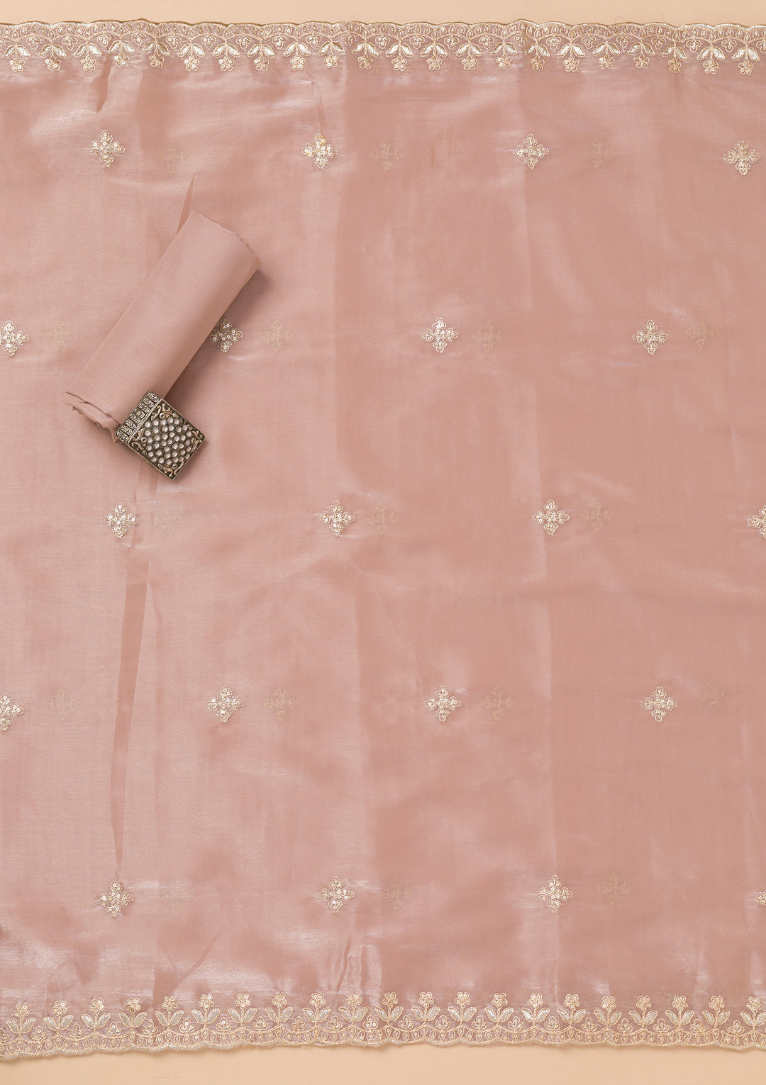 Mauve Zariwork Tissue Unstitched Salwar Suit