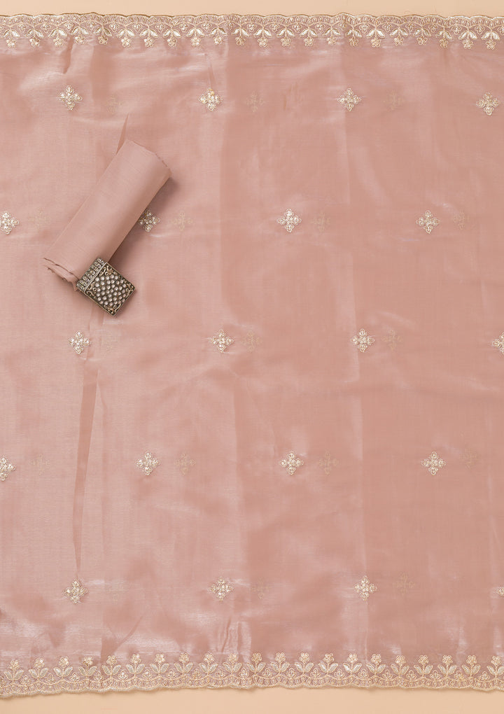 Mauve Zariwork Tissue Unstitched Salwar Suit