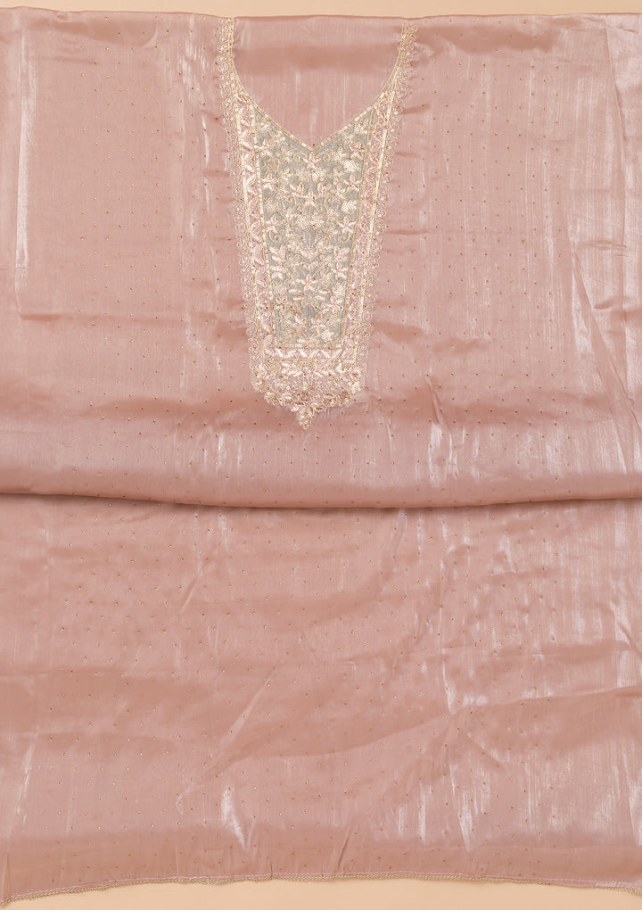 Mauve Zariwork Tissue Unstitched Salwar Suit