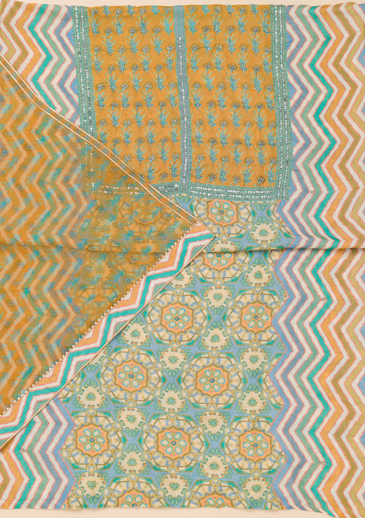 Mehendi Printed Semi Crepe Unstitched Salwar Suit