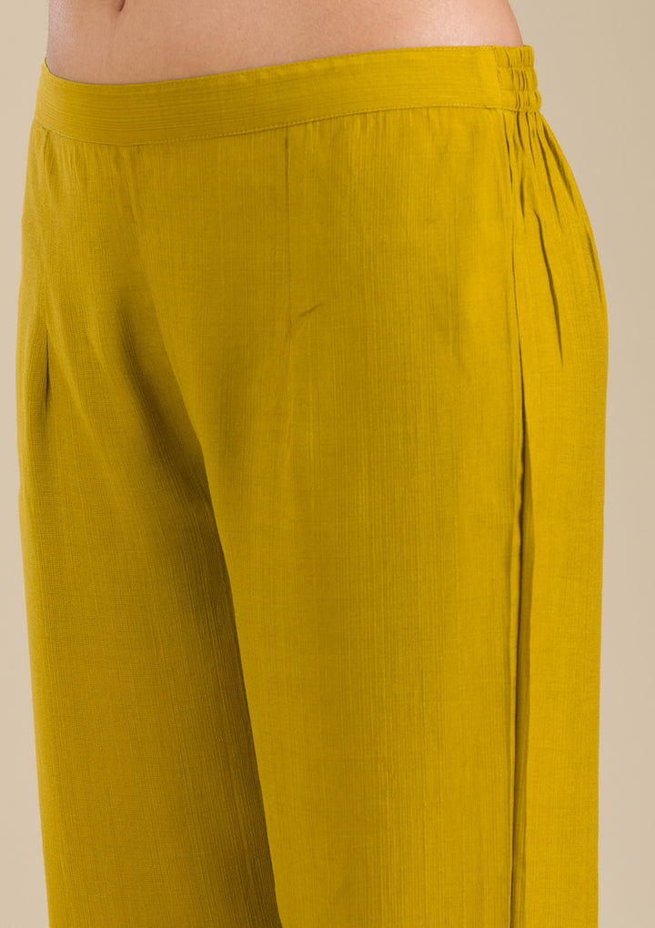 Mehendi Threadwork Chiffon Readymade Salwar Suit