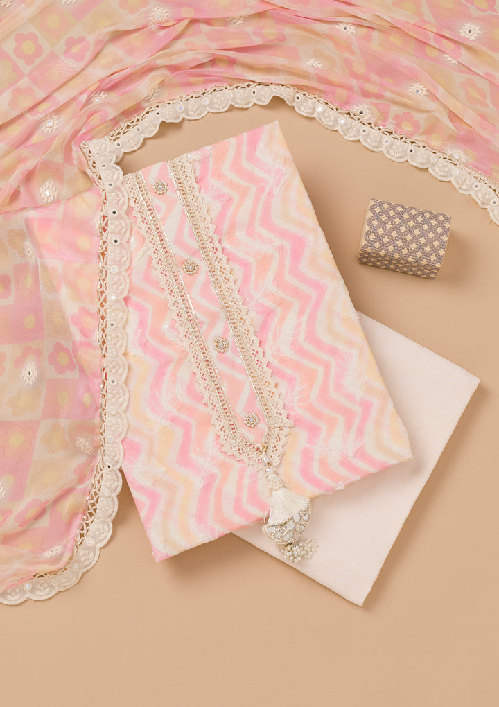 Multi Threadwork Cotton Unstitched Salwar Suit