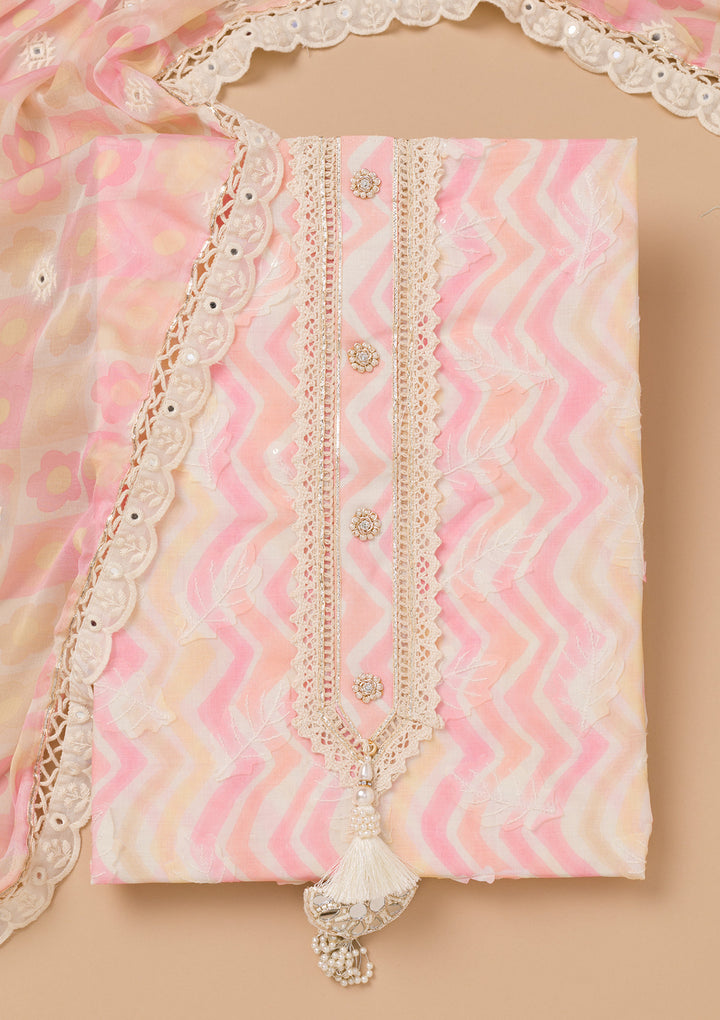 Multi Threadwork Cotton Unstitched Salwar Suit