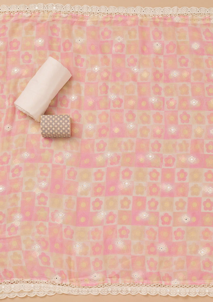 Multi Threadwork Cotton Unstitched Salwar Suit