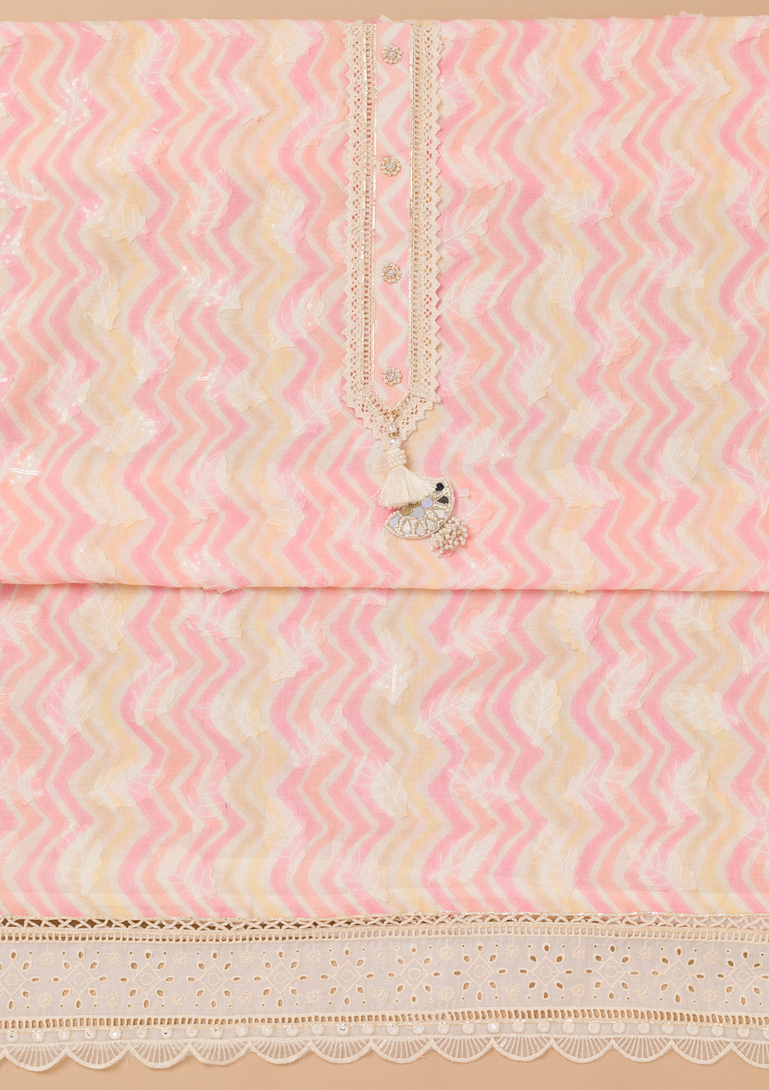 Multi Threadwork Cotton Unstitched Salwar Suit