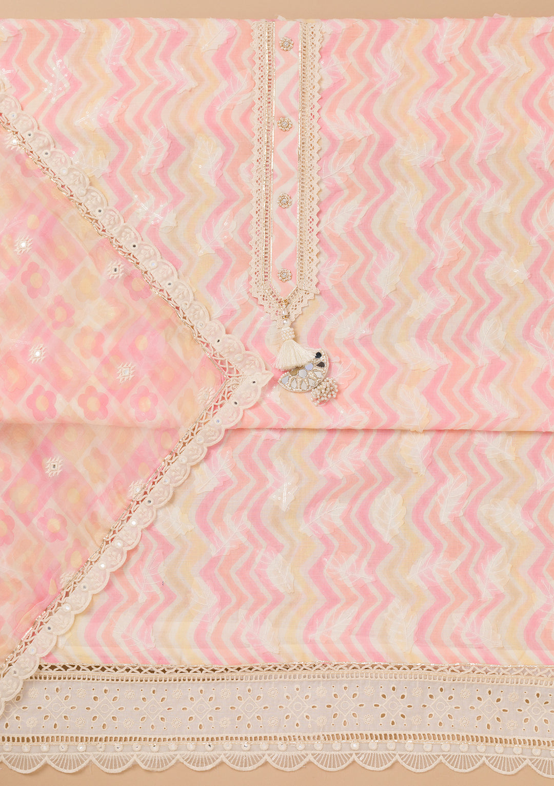 Multi Threadwork Cotton Unstitched Salwar Suit