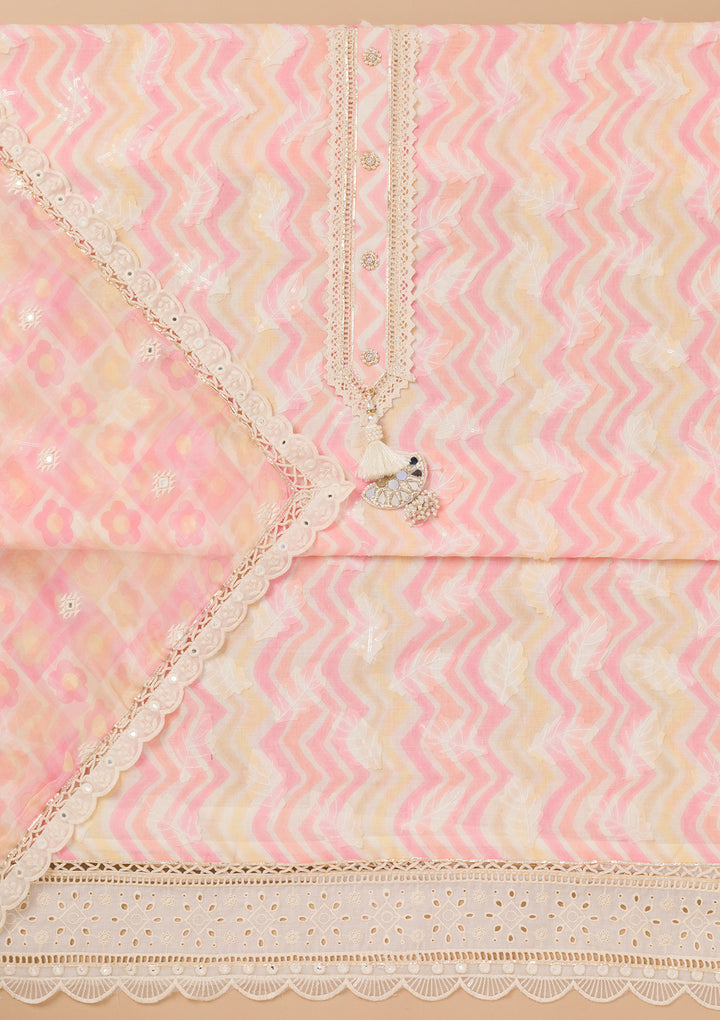 Multi Threadwork Cotton Unstitched Salwar Suit