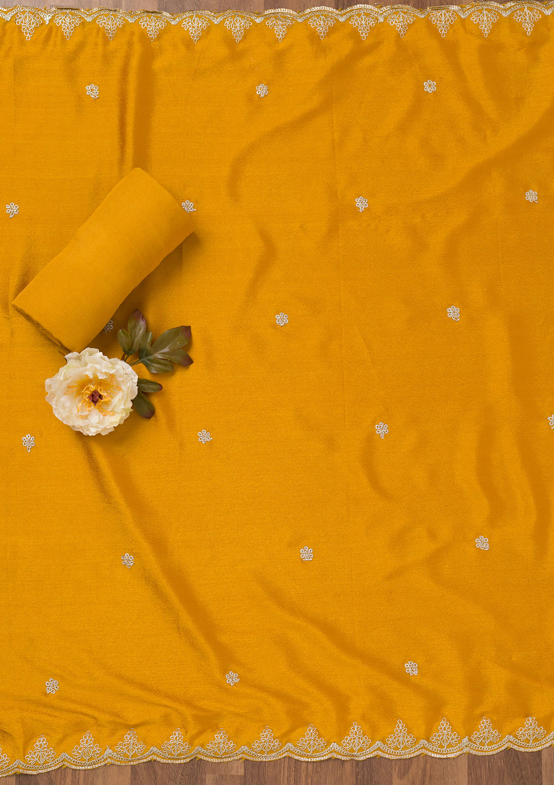 Mustard Printed Tissue Unstitched Salwar Suit