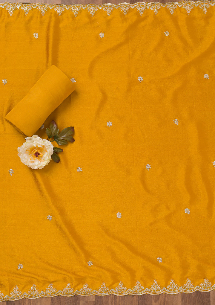 Mustard Printed Tissue Unstitched Salwar Suit