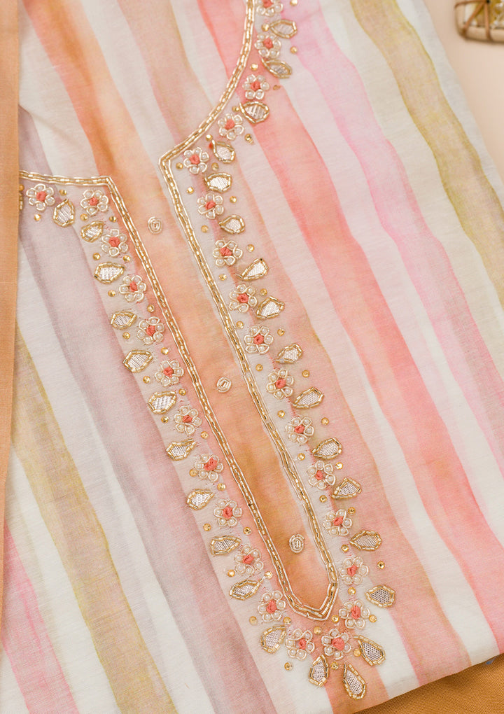 Mustard Printed Tissue Unstitched Salwar Suit