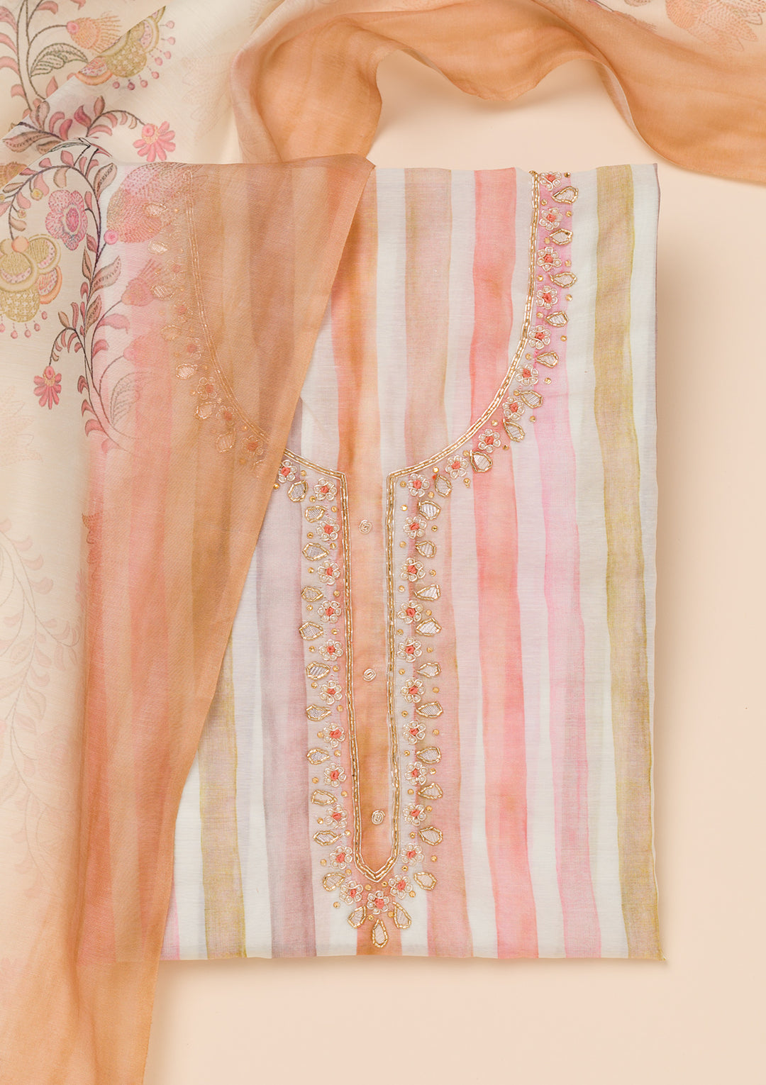 Mustard Printed Tissue Unstitched Salwar Suit