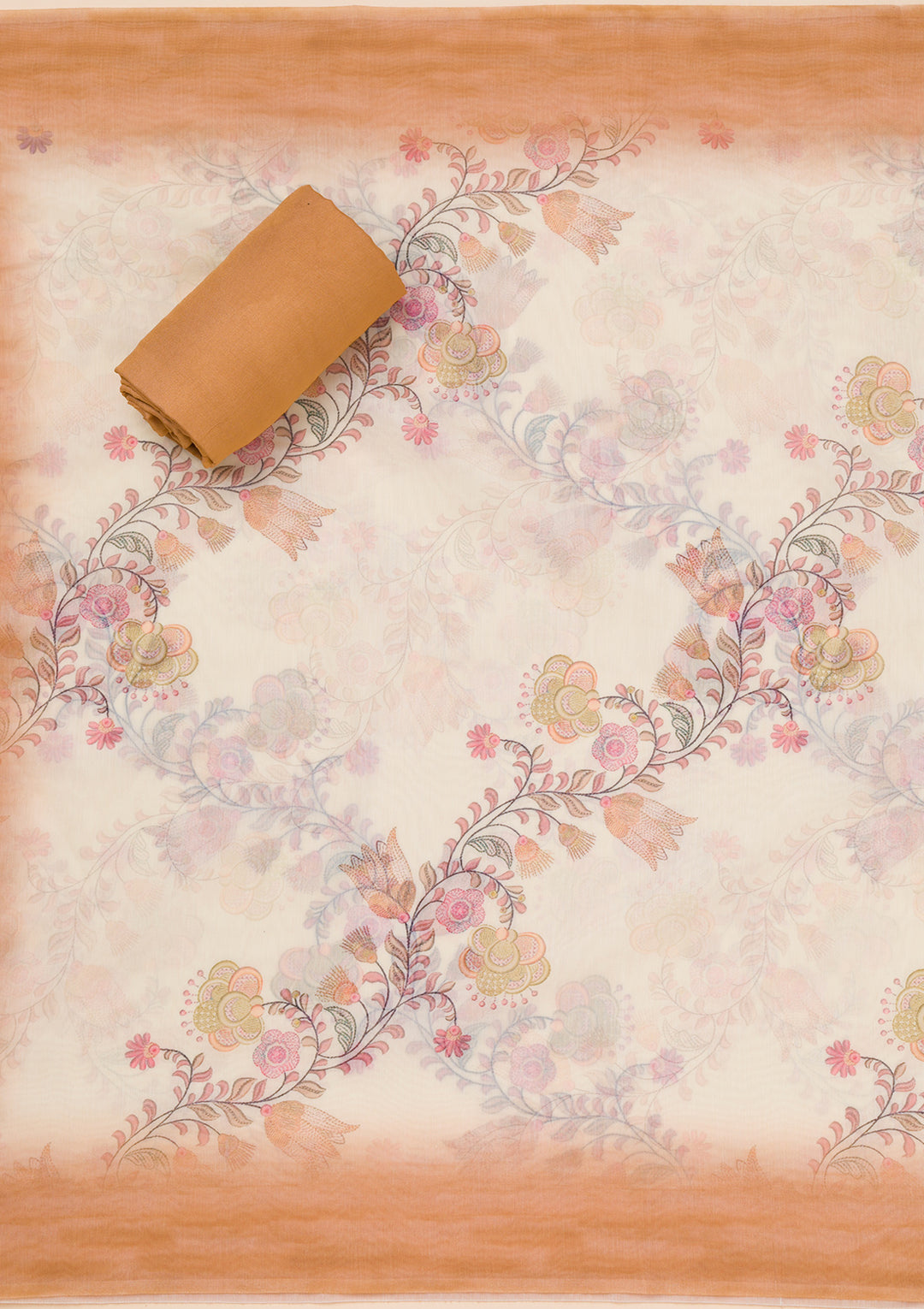 Mustard Printed Tissue Unstitched Salwar Suit