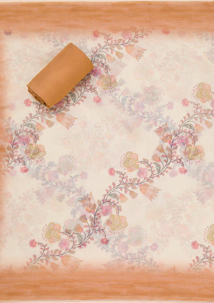 Mustard Printed Tissue Unstitched Salwar Suit