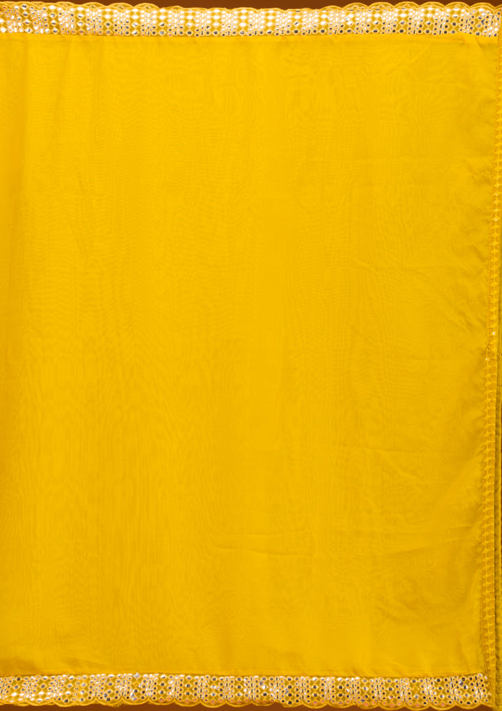 Mustard Threadwork Georgette Readymade Salwar Suit