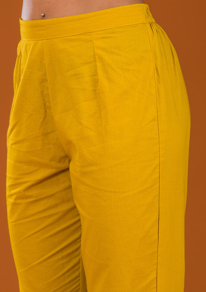 Mustard Threadwork Georgette Readymade Salwar Suit