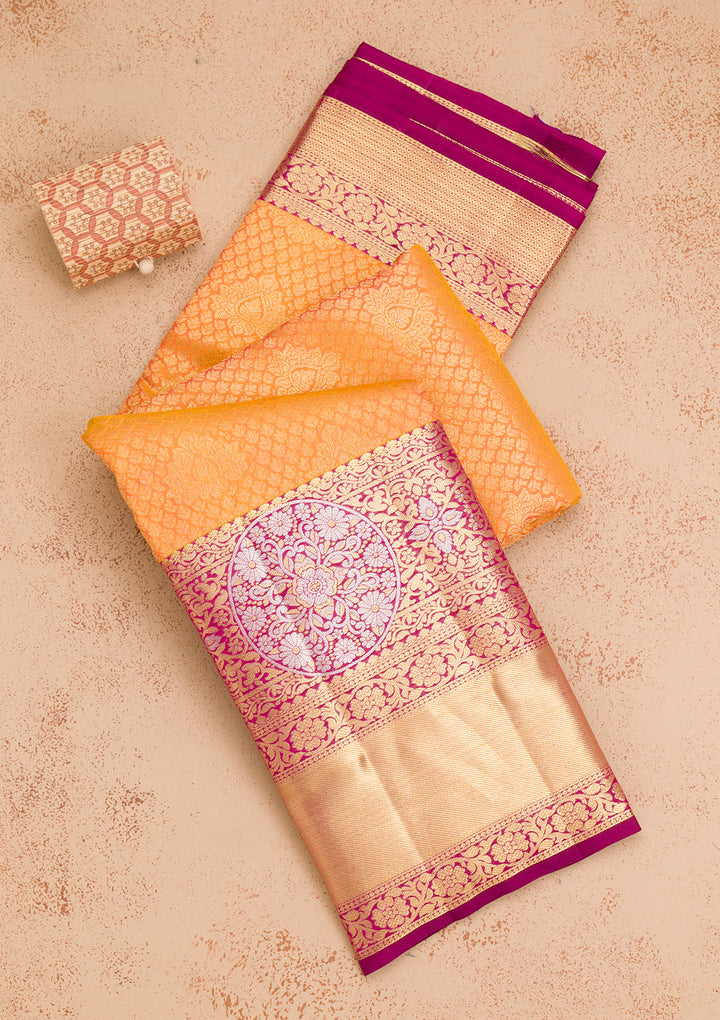Mustard Zariwork Pure Silk Saree