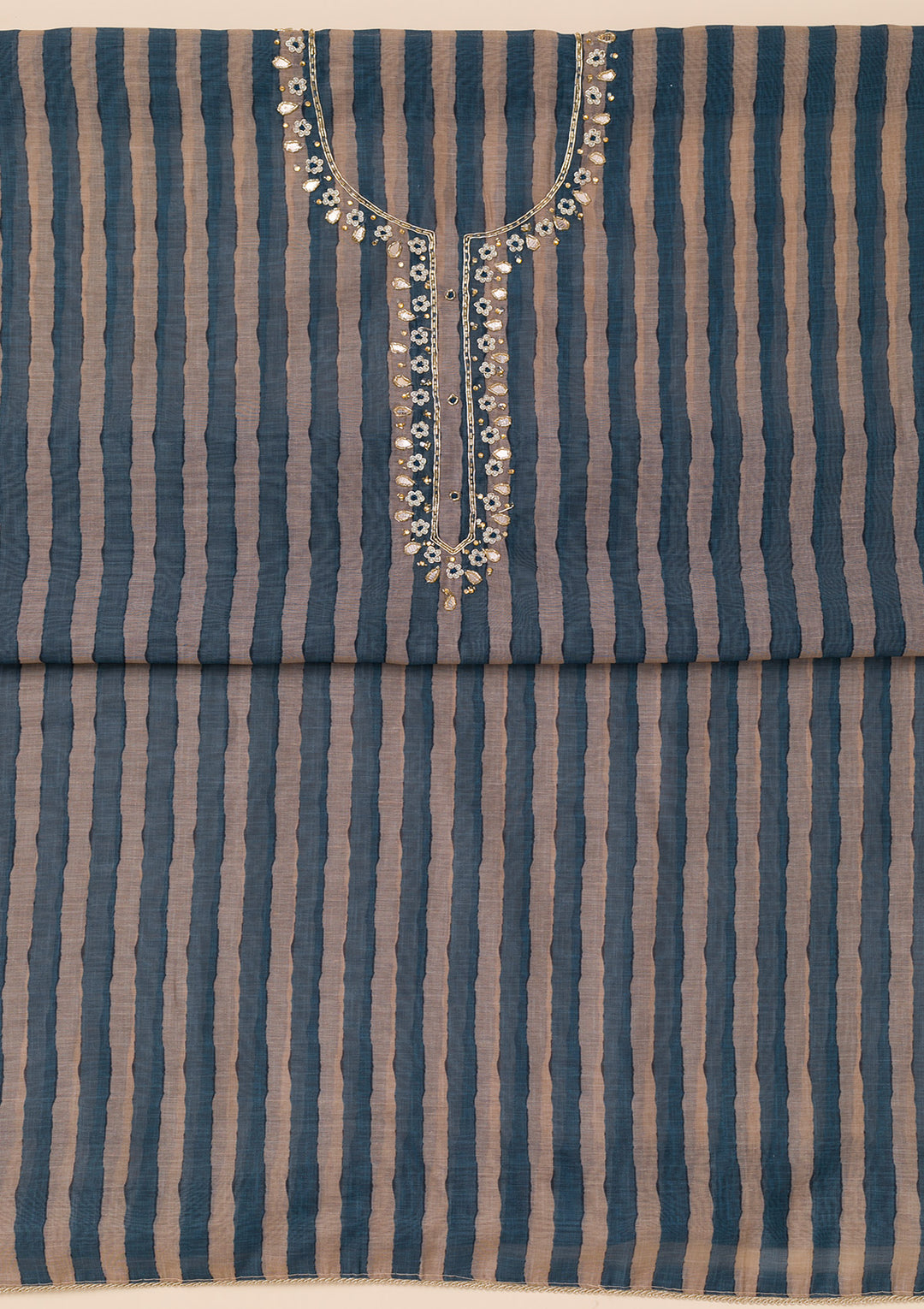 Navy Blue Printed Tissue Unstitched Salwar Suit