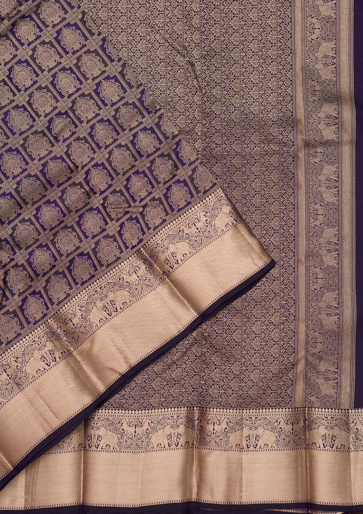 Navy Blue Zariwork Pure Silk Saree