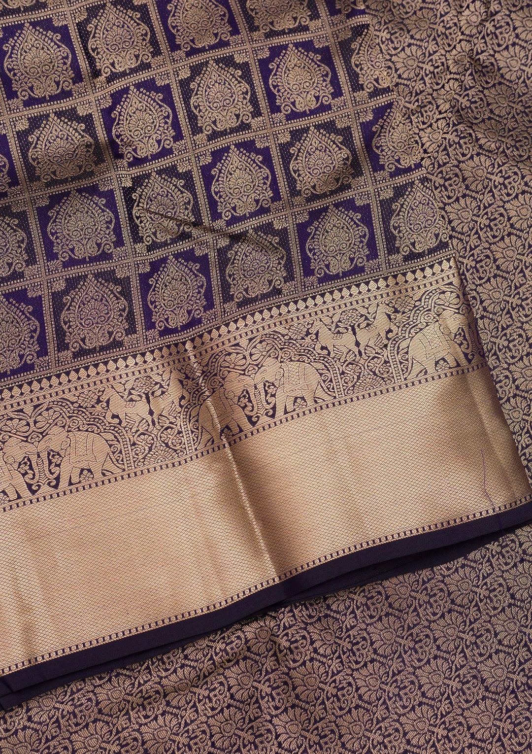 Navy Blue Zariwork Pure Silk Saree