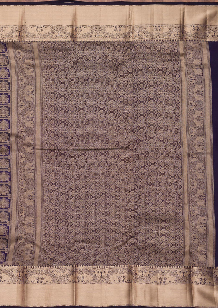 Navy Blue Zariwork Pure Silk Saree