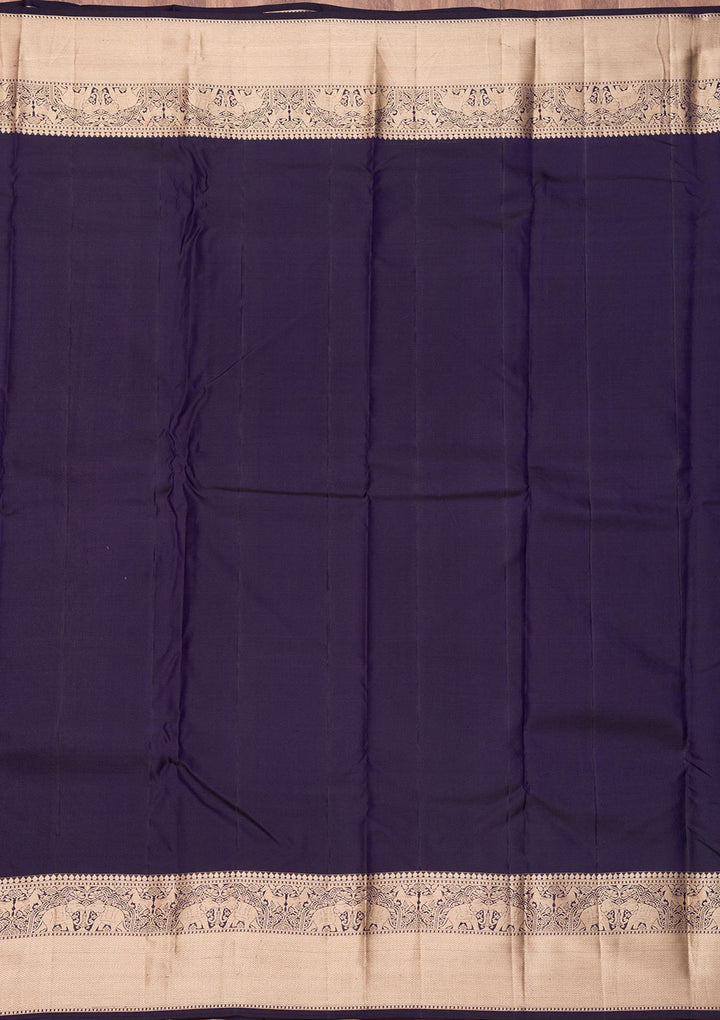 Navy Blue Zariwork Pure Silk Saree
