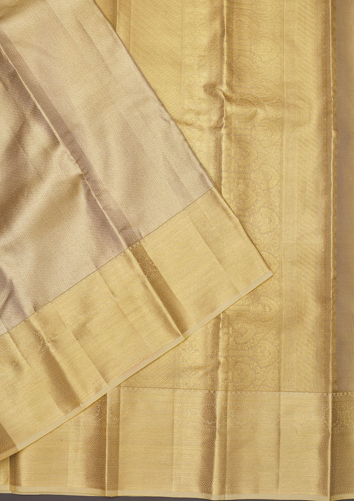 Off White Zariwork Pure Silk Saree