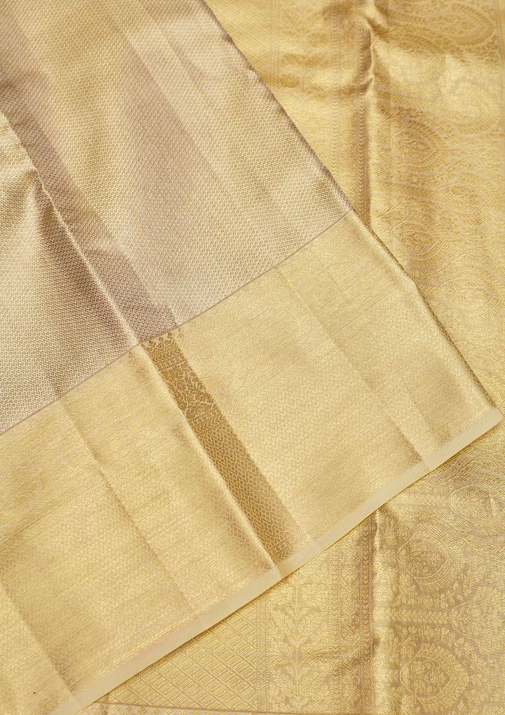 Off White Zariwork Pure Silk Saree