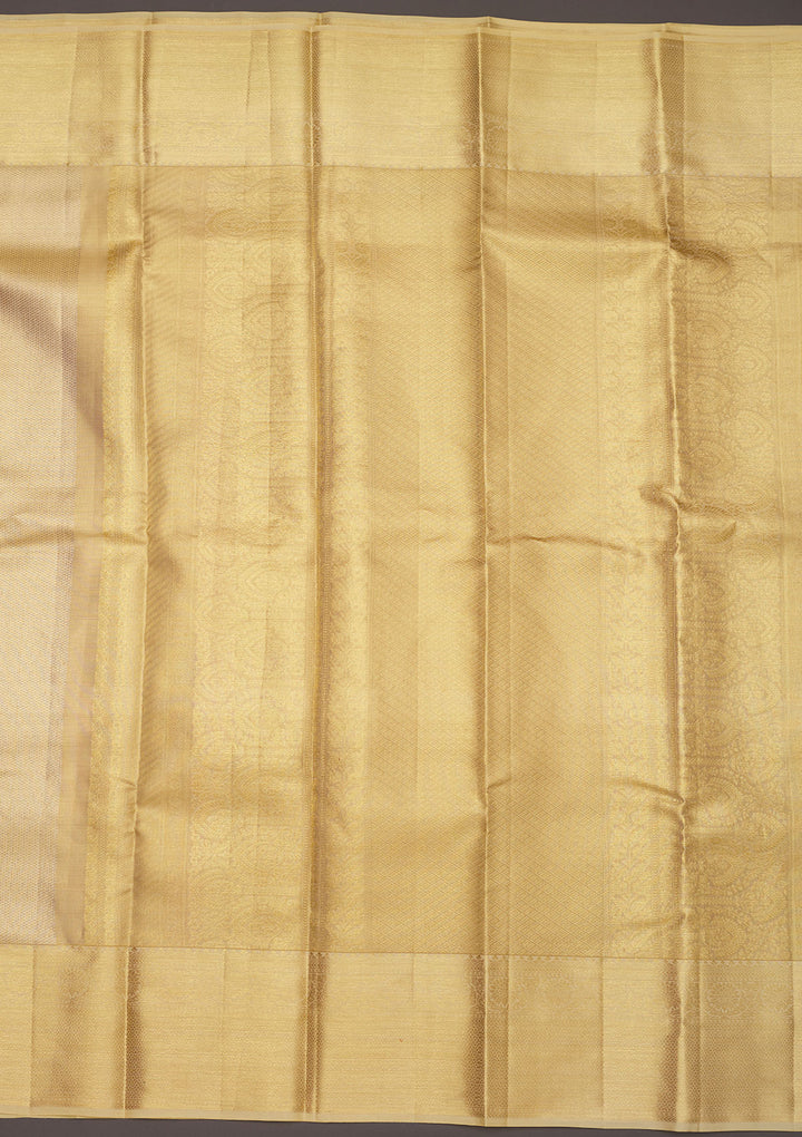 Off White Zariwork Pure Silk Saree