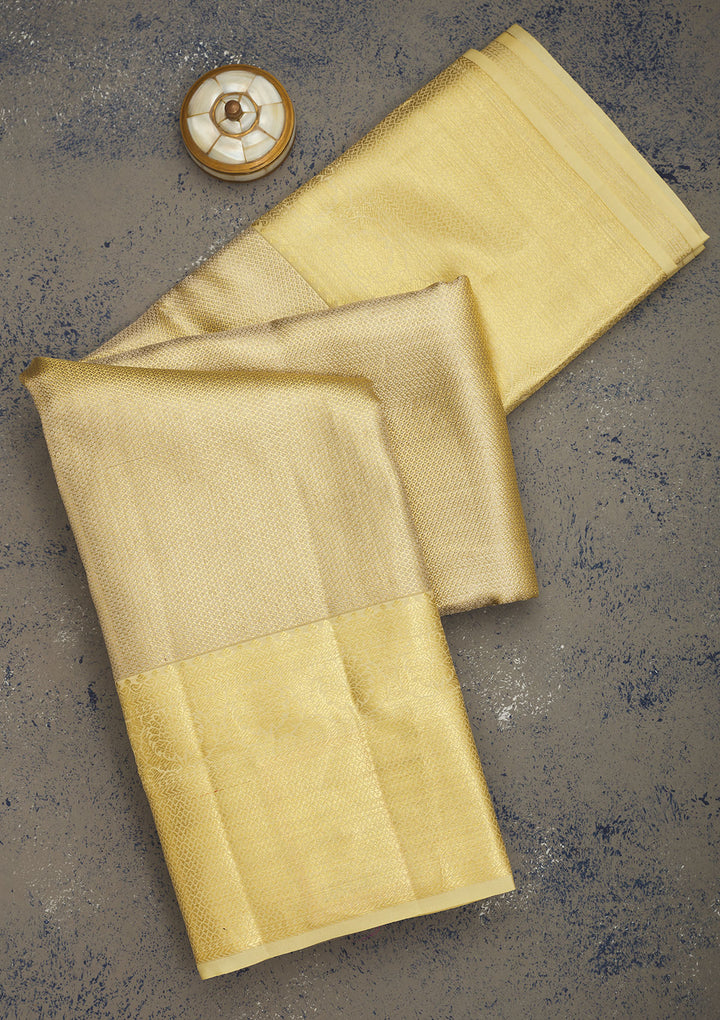 Off White Zariwork Pure Silk Saree