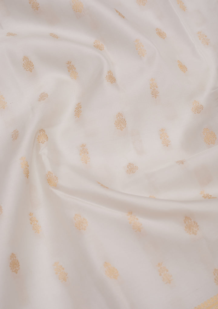 Off White Zariwork Pure Silk Saree