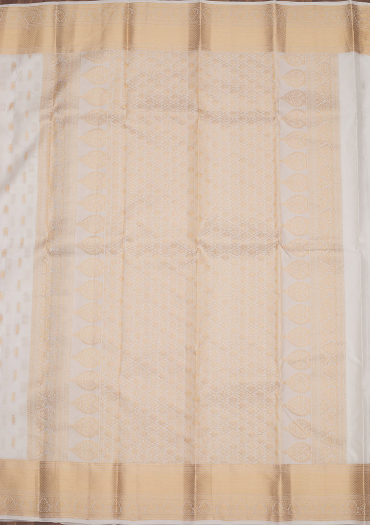 Off White Zariwork Pure Silk Saree