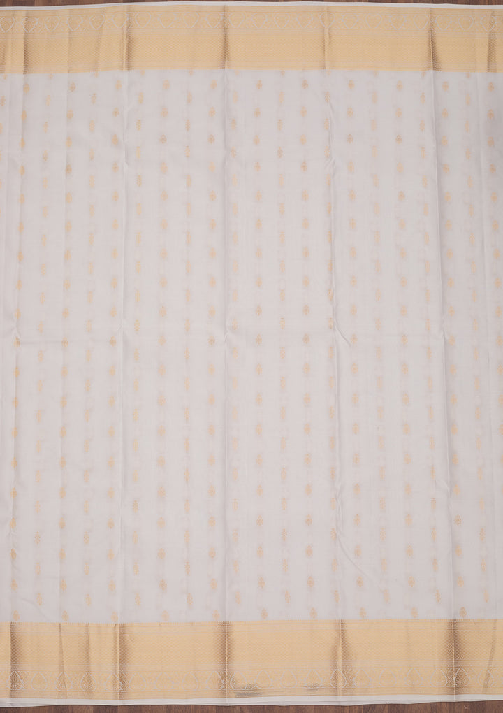 Off White Zariwork Pure Silk Saree