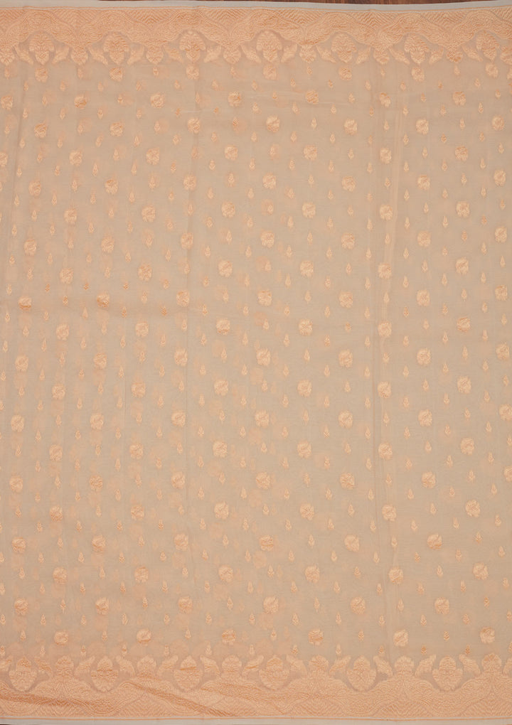 Off White Zariwork Pure Silk Saree