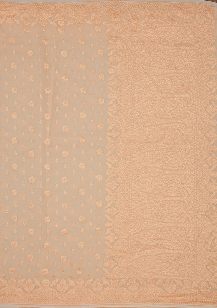 Off White Zariwork Pure Silk Saree