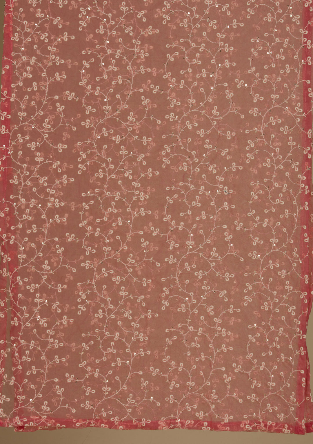 Onion Pink Threadwork Semi Crepe Readymade Salwar Suit