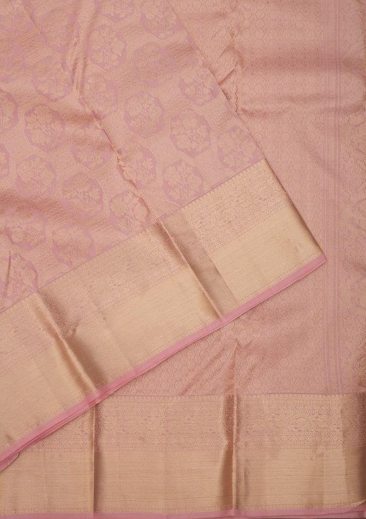 Onion Pink Zariwork Pure Silk Saree