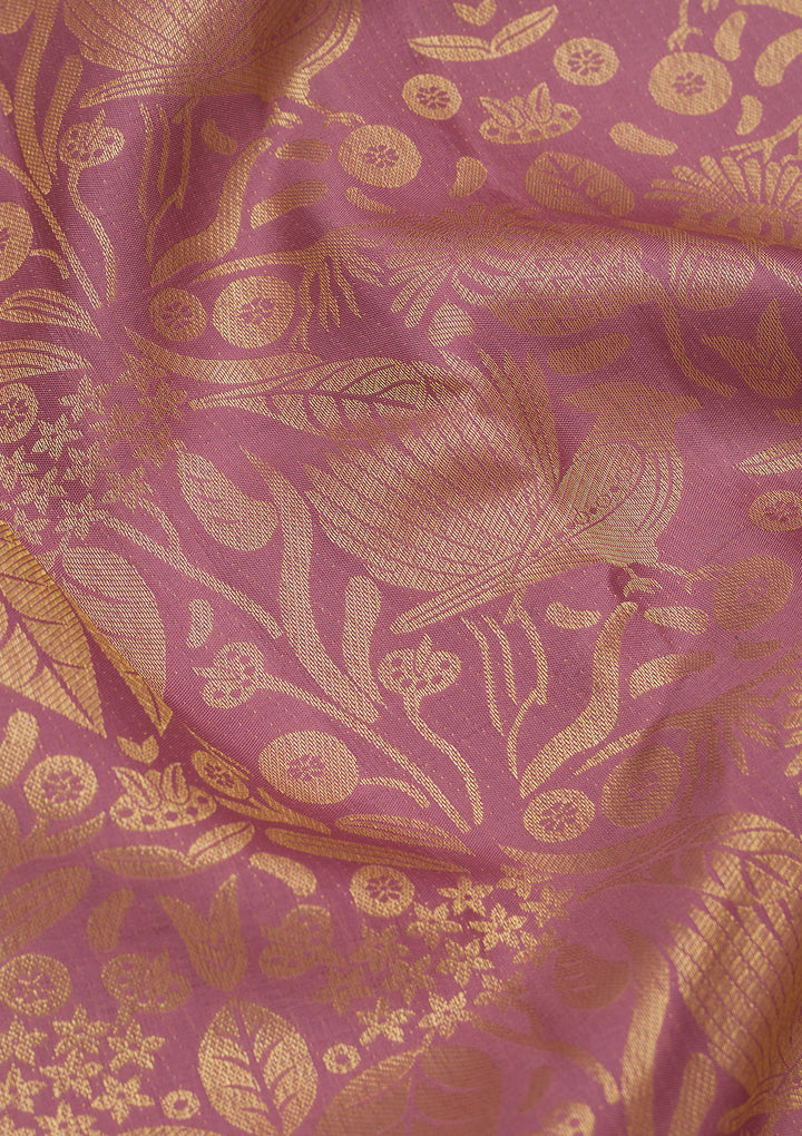 Onion Pink Zariwork Pure Silk Saree