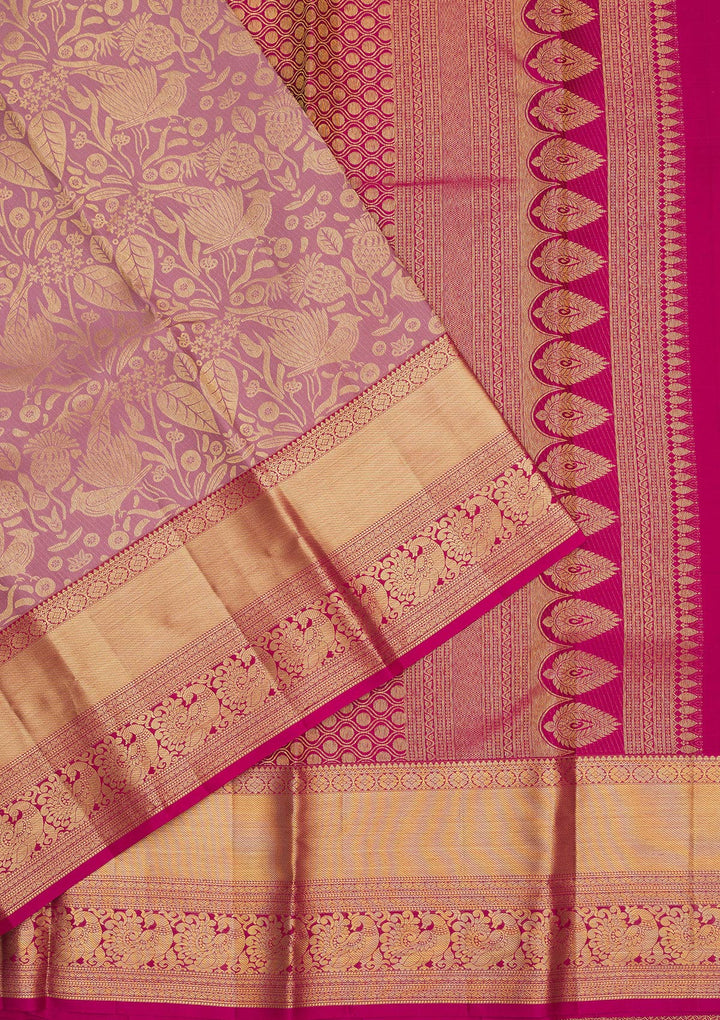 Onion Pink Zariwork Pure Silk Saree